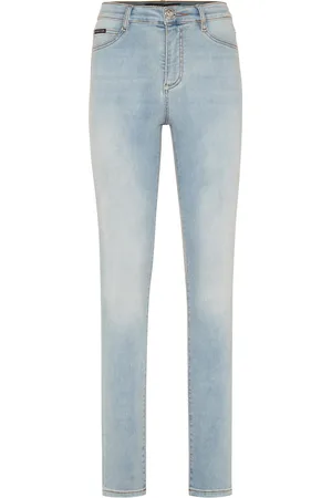 Philipp Plein Denim High Waist Jegging Trousers Hexagon