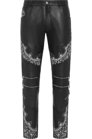 Philipp Plein Leren Broek Paisley