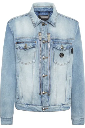 Philipp Plein Zipped Denim Jacket Stones