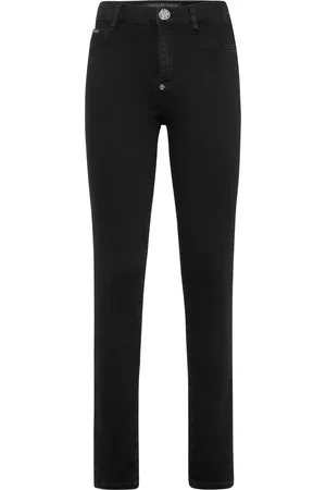 Philipp Plein Denim High Waist Jegging Trousers Hexagon