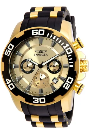 Invicta Pro Diver - SCUBA 22346 Heren Horloge - Quartz Uurwerk - Roestvrij Staal met gouden Wijzerplaat - 50mm