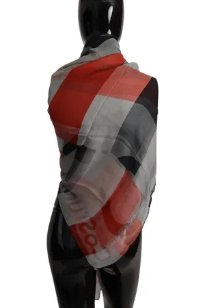Costume National Kostuum Nationale Womens Rode Geometrische Zijden Sjaal