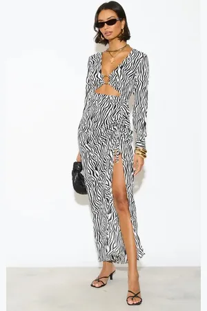 Gini London Maxi-jurk met monoprint en ringdetails
