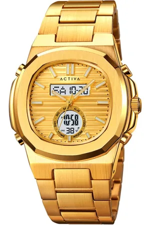 Invicta Activa X Digital ACW2279-001 Heren Horloge - Quartz Uurwerk - Roestvrij Staal met gouden Wijzerplaat - 42mm