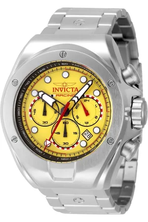 Invicta Racing 47748 Heren Horloge - Quartz Uurwerk - Roestvrij Staal met Gele Wijzerplaat - 48mm