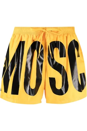 Moschino Zwarte vetgedrukte logo felgele korte zwemshort