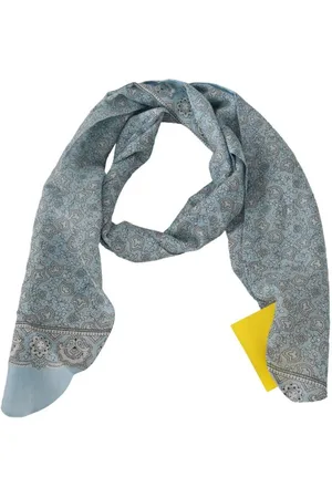 ERMANNO SCERVINO Blauwe Paisley Zijden Sjaal