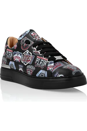 Philipp Plein Deer Printed Leather Lo-Top Sneakers Patches