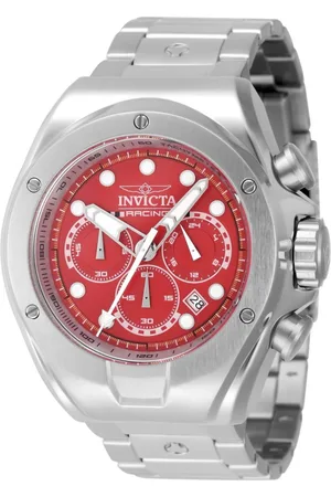 Invicta Racing 47744 Heren Horloge - Quartz Uurwerk - Roestvrij Staal met rode Wijzerplaat - 48mm