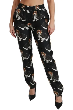 Dolce & Gabbana Skinny Zijden Broek Met Middelhoge Taille En Print