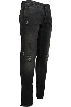Dolce & Gabbana Versleten Slim Fit Jeans Voor Heren In Zwart