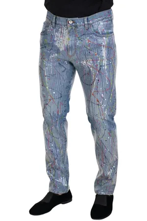 Dolce & Gabbana Heren Jeans Met Pailletten En Verfspatten