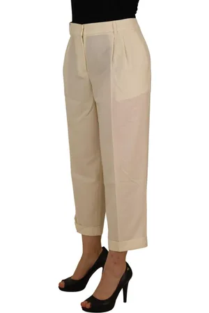 Dolce & Gabbana Hoge Taille Cropped Gevouwen Zoom Broek Broek
