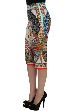 Dolce & Gabbana Fan Print Zijden Capri Broek