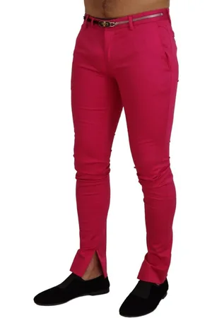 Dolce & Gabbana Slim Fit Fuchsia Katoenen Broek Voor Heren