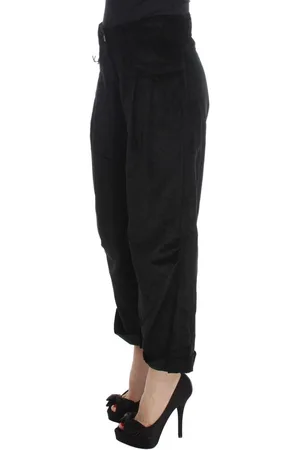 ERMANNO SCERVINO Zwarte Fluwelen Broek Met Wijde Pijpen Voor Dames