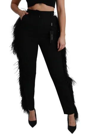 Dolce & Gabbana Feather Rechte Broek Met Hoge Taille