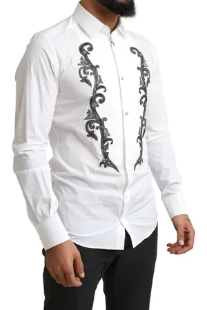 Dolce & Gabbana Geborduurd Slim Fit Katoenen Overhemd