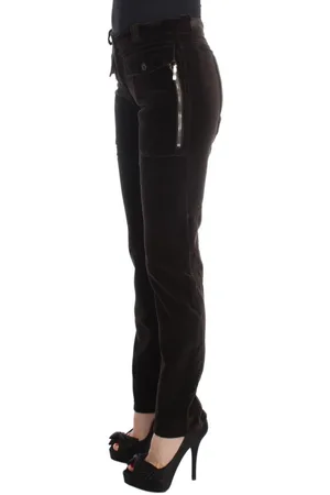 ERMANNO SCERVINO Bruine Fluwelen Skinny Fit Damesbroek