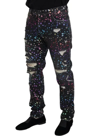 Dolce & Gabbana Rainbow Dot Distressed Jeans Voor Heren