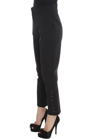 ERMANNO SCERVINO Zwarte Slim Fit Damesbroek Met Knoopdetail