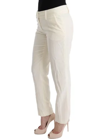 ERMANNO SCERVINO Witte Broek Van Katoenmix Met Rechte Pijpen Voor Dames
