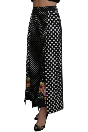 Dolce & Gabbana Zwart-witte Polkadotbroek Met Wijde Pijpen