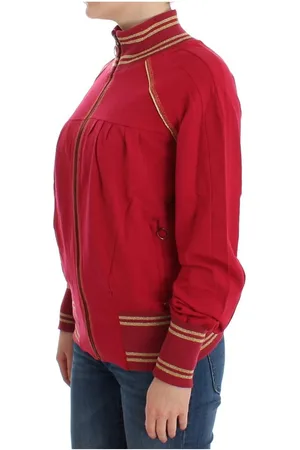 John Galliano Rood Gebreid Bomberjack Womens Casual Streetwear