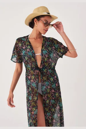 HERITA Kimono imprimé floral en mousseline