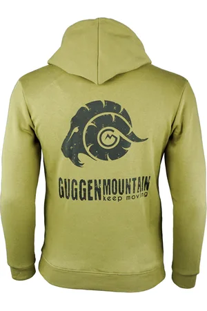 Guggen Mountain Heren Wandelhoodie Fleece Hoodie Outdoor met Logo Olijfgroen