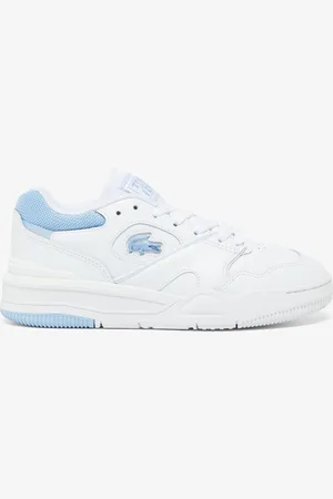 Lacoste Dames Lineshot Leather Trainers in Witblauw