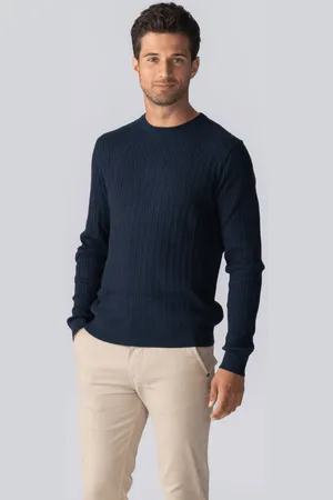 TeeShoppen Trui met kabelpatroon - Marine