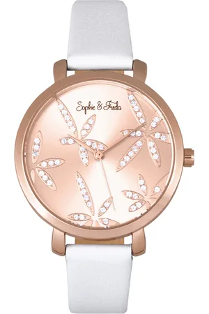 Sophie & Freda Key West horloge met leren band en Swarovski-kristallen