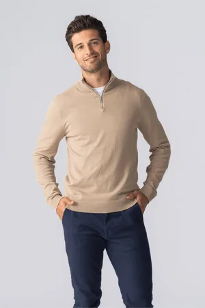 TeeShoppen Pullover Halve Rits - Zand