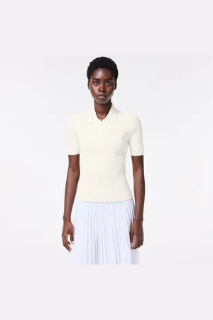 Lacoste Dames Ribgebreid Poloshirt met Ritssluiting in