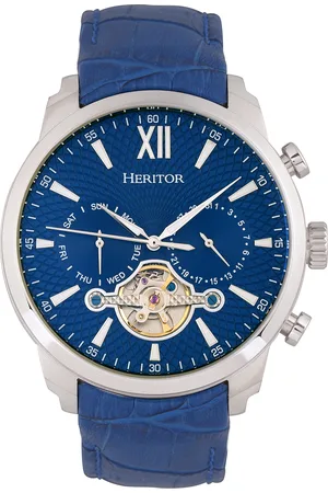 heritor automatic Heritor automatisch Arthur semi-skelet lederen band horloge met dag/datum
