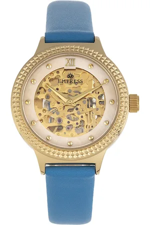 Empress Keizerin Alice Automatisch MOP-horloge met skelet wijzerplaat en lederen band
