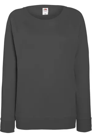 Fruit Of The Loom Dames Getailleerd lichtgewicht raglan sweatshirt (240 GSM) (Licht Graphite)