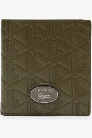 Lacoste Accessories Nomogramme Compact Leather Billfold in Green