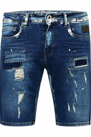 Rusty Neal Destroyed Jeans Short Slim Fit "NAVITO" Donkerblauw Gebruikt