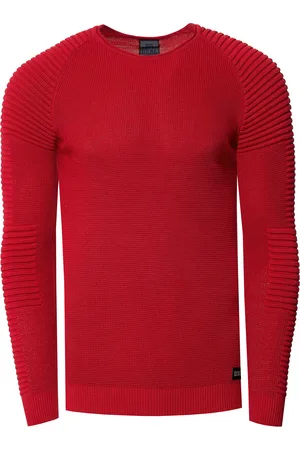 Rusty Neal Slim fit fijngebreide biker trui met ronde hals