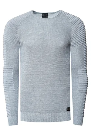 Rusty Neal Slim fit fijngebreide biker trui met ronde hals