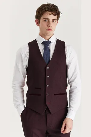 PAUL ANDREW Heren wijnpakvest Prince of Wales formeel vest