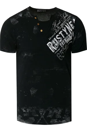 Rusty Neal V-hals T-shirt met logo-print aan de zijkant