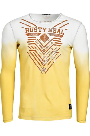 Rusty Neal Bedrukt lang shirt gewassen met kleurverloop