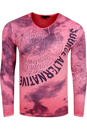 Rusty Neal V-hals gewassen longsleeve met all-over print