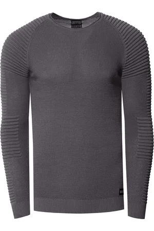 Rusty Neal Slim fit fijngebreide biker trui met ronde hals