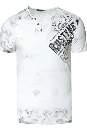 Rusty Neal V-hals T-shirt met logo-print aan de zijkant