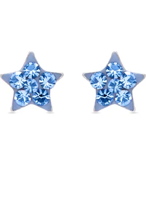Luxenter Sterling Zilver 925 oorbellen met gerhodineerde Blauwe Zirkonia - Ster