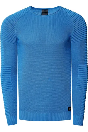 Rusty Neal Slim fit fijngebreide biker trui met ronde hals